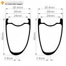 Aro de Carbono Ultraligero 700C / 650B 45x30mm Asimétrico Tubeless Hookless para Rueda de Gravel